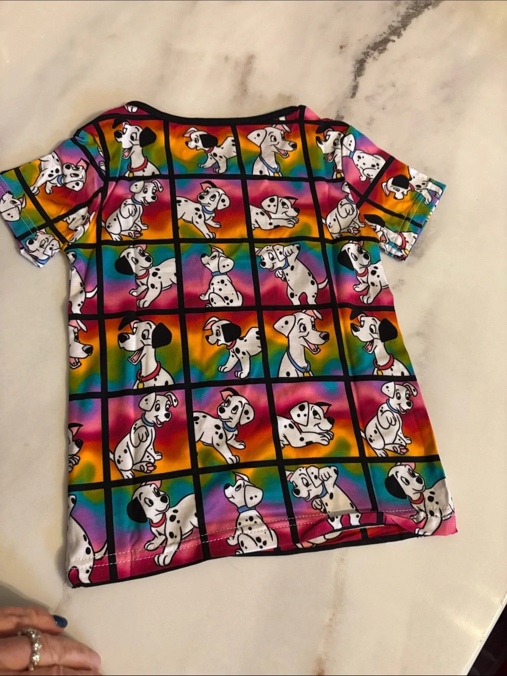 BAMBOO Rainbow Grid Dalmatian Short Pajama Set with Black Trim